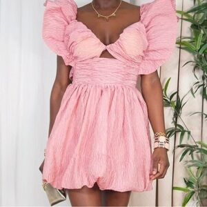 Vietnam made puff sleeves balloon dress